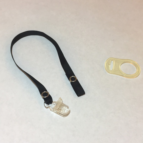 Black Clear Pacifier Leash String Strap Snap Clamp - Picture 5 of 6
